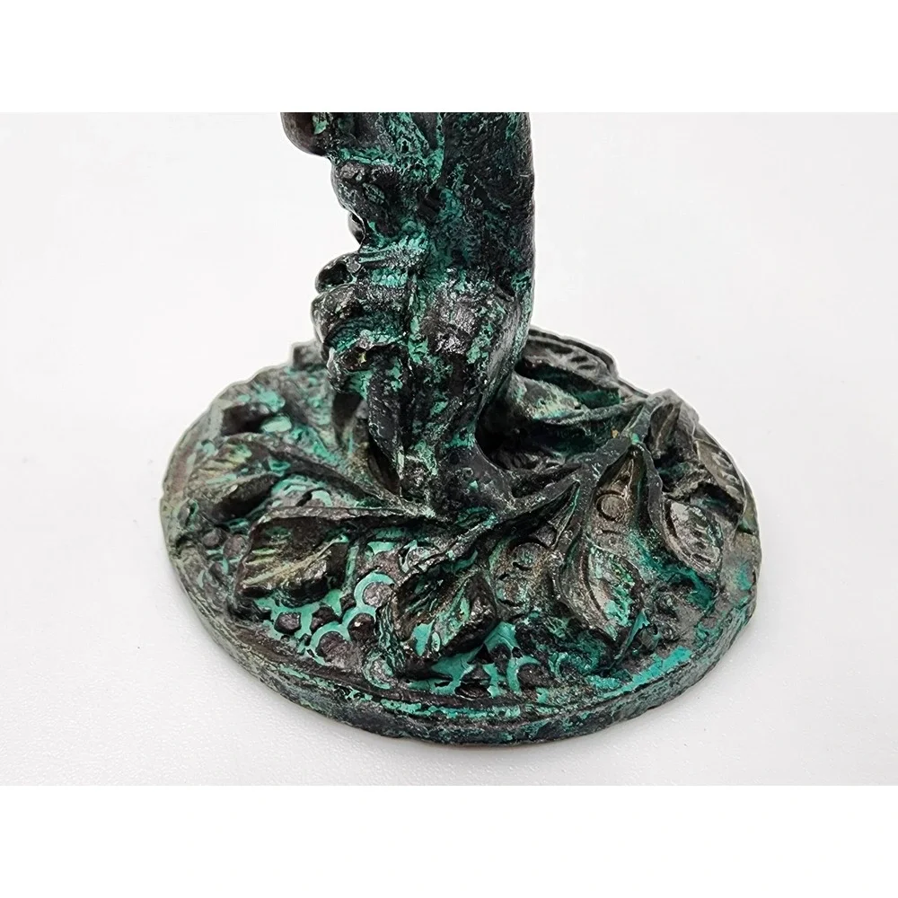 Antique‎ French Bronze Art Nouveau Candlesticks Flower Rose Motif Petina